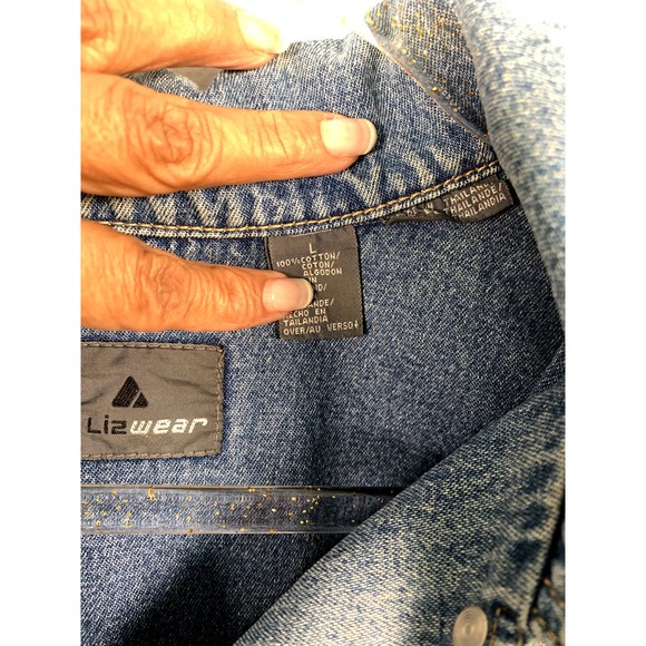 Lizwear vintage 100% cotton denim cropped boxy jacket L - Picture 3 of 6